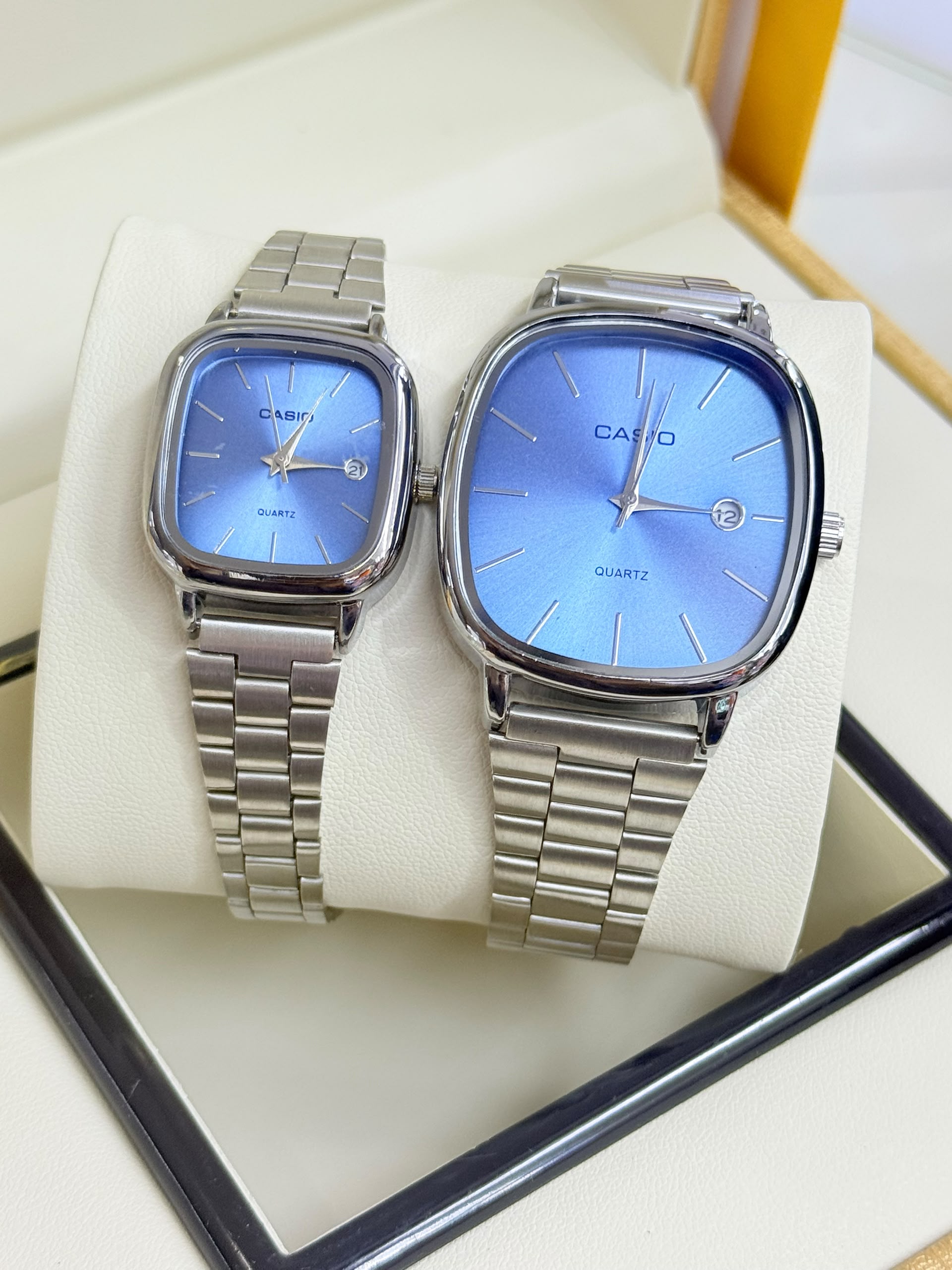Casio Men & Ladies Couple Watch – Black Couple – White Dial