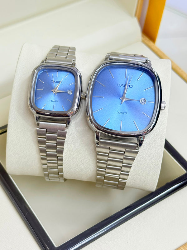 Casio Men & Ladies Couple Watch – Black Couple – White Dial