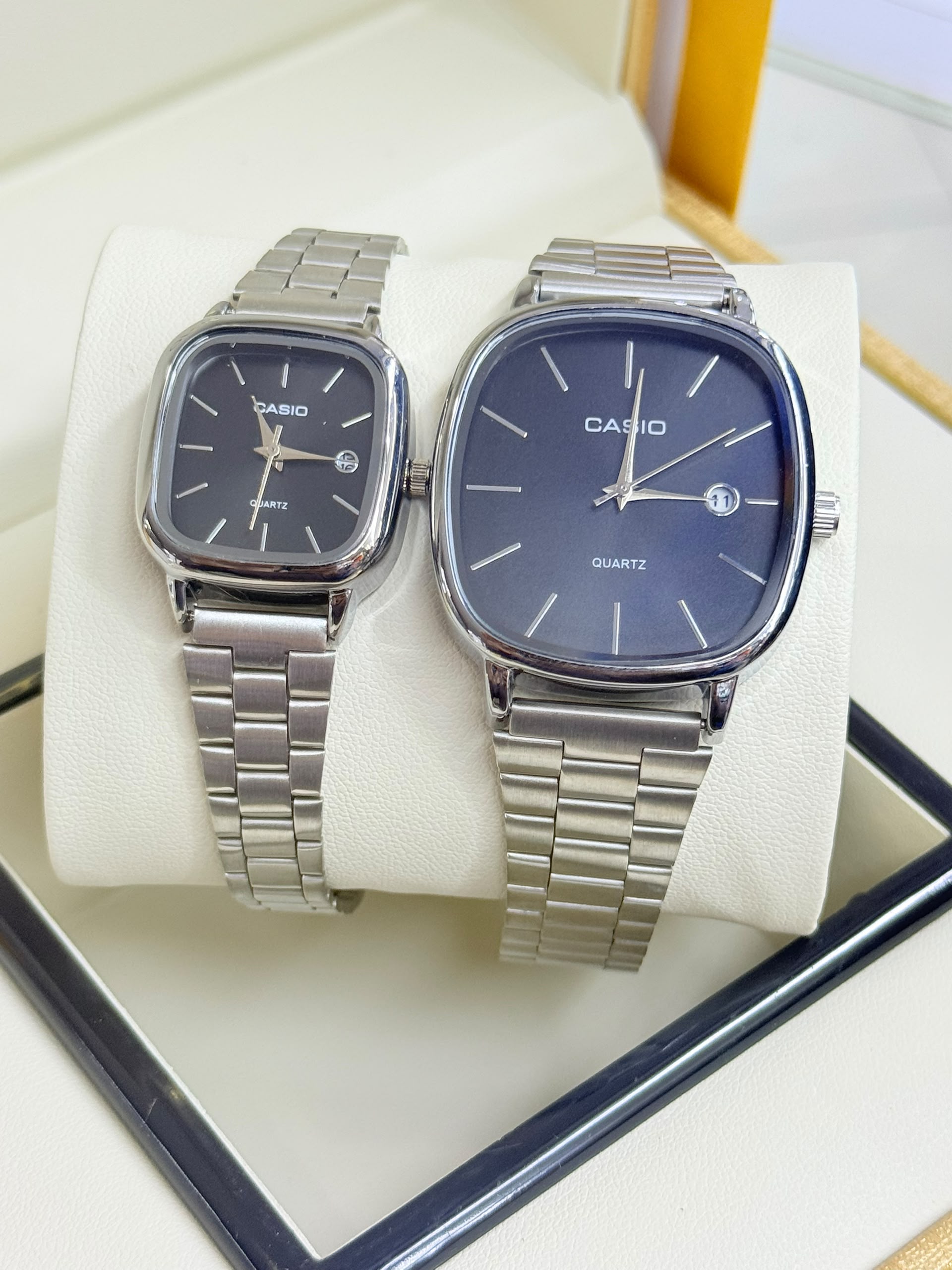 Casio Men & Ladies Couple Watch – Silver Single – Blue Dial