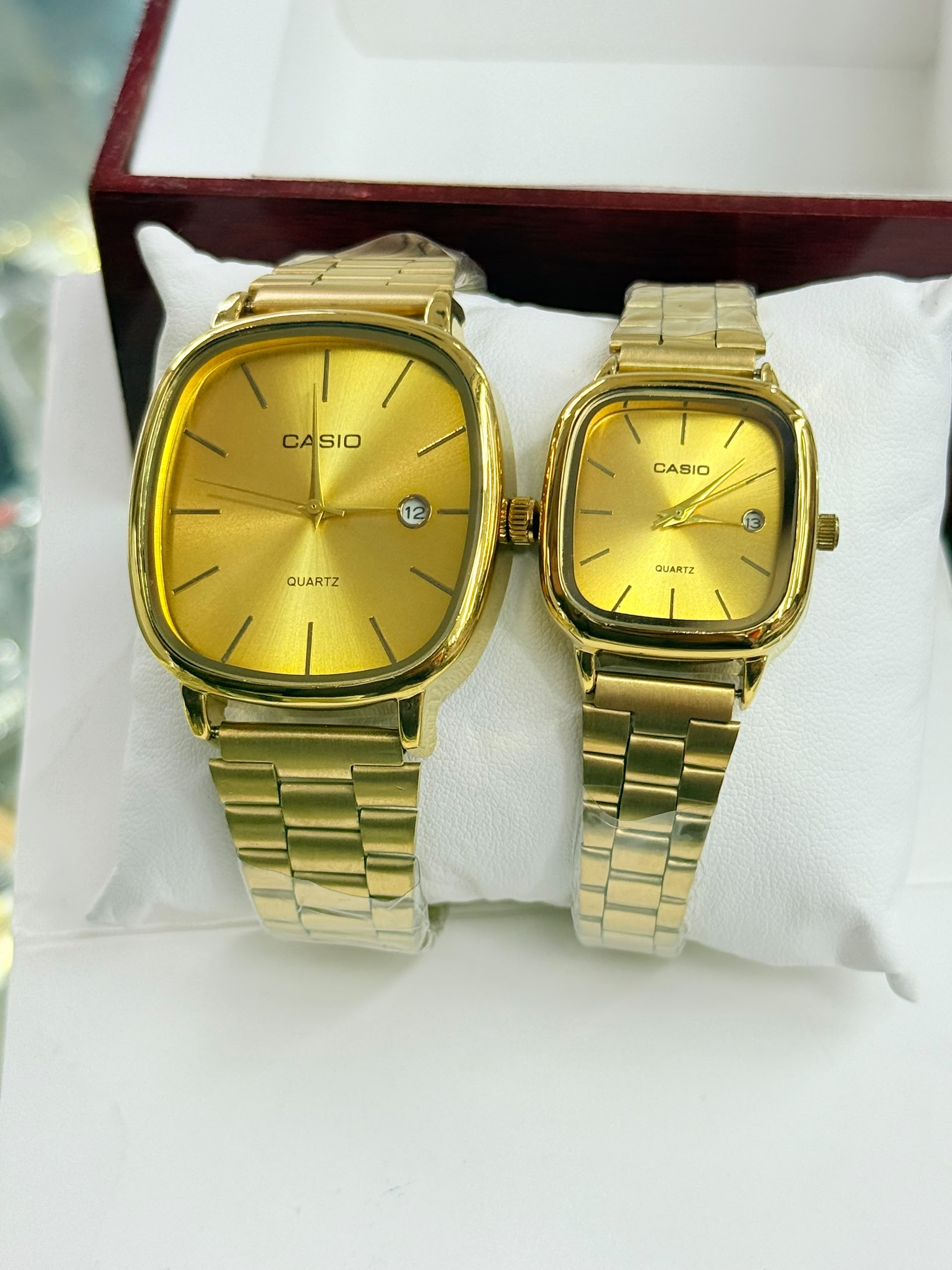Casio Men & Ladies Couple Watch – Silver Couple – Champagne Dial