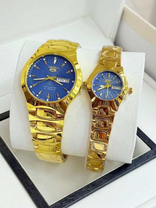 Design 8 – White Dial Gold couple watch set